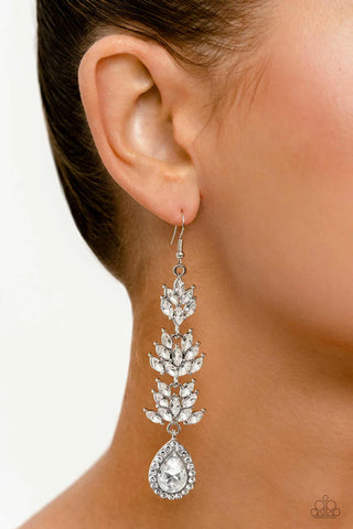 Paparazzi Accessories ~ Water Lily Whimsy - White Blingy Earring