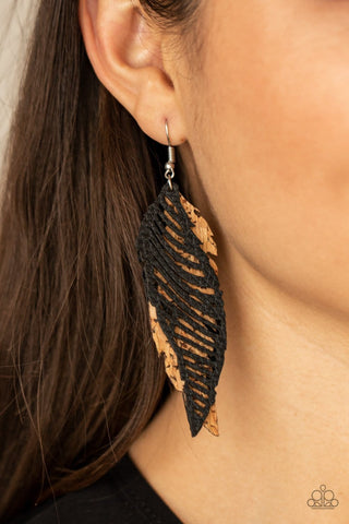 Paparazzi Accessories - Winging Off The Hook - Black - Earrings