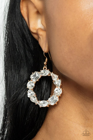 PAPARAZZI ACCESSORIES - EARRINGS ~ GLOWING IN CIRCLES GOLD