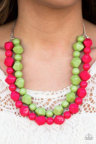 Paparazzi Accessories  - Rio Rhythm Multi (Pink & Green) Necklace