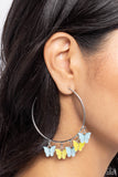 Bemusing Butterflies - Blue Hoop Earring - Paparazzi Accessories