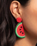 Watermelon Welcome - Red Earring - Paparazzi Accessories