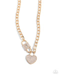 Lock Up Your Love - Gold Heart Necklace - Paparazzi Accessories