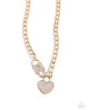 Lock Up Your Love - Gold Heart Necklace - Paparazzi Accessories