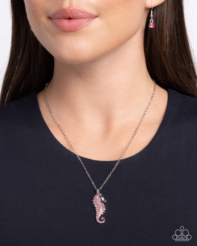 Seahorse Sailor - Pink Necklace - Paparazzi Accessories