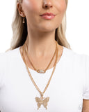 Aerial Arrangement - Gold Butterfly Necklace - Paparazzi Accessories