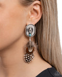 Feathered Fairy Tale - Brown Cowboy 🤠 Earring - Paparazzi Accessories