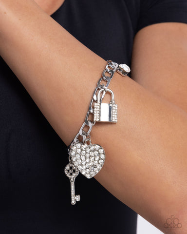 Fortified Fashion - White Charm Bracelet - Paparazzi Accessories