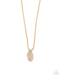 End Zone Elegance - Gold Football Necklace - Paparazzi Accessories