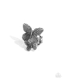 Drifting Duo - Silver Butterfly Ring - Paparazzi Accessories