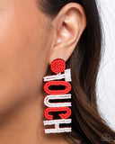 Touchdown Texture - Red Earring - Paparazzi Accessories