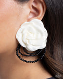 Dramatic Dame - White Flower Earring - Paparazzi Accessories