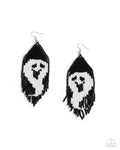 Spooky Strands - Black Earring - Paparazzi Accessories