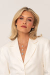 Lustrous Layers White Rhinestone Necklace - Paparazzi Accessories