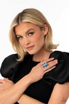 Paparazzi Accessories - Perfectly Park Avenue - Blue Ring - Life of the Party - May 2023