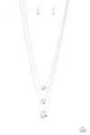 Lustrous Layers White Rhinestone Necklace - Paparazzi Accessories