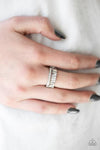 Paparazzi Royal Treasure Chest - White Rhinestones - Silver Dainty Band Ring