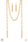 Paparazzi Accessories  - SCARFed for Attention - Gold Necklace (Blockbuster)