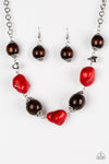 Paparazzi Accessories  -  Earth Goddess Necklace & Gorgeously Grounded Bracelet Red (Complete Set $10.00)