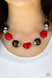 Paparazzi Accessories  -  Earth Goddess Necklace & Gorgeously Grounded Bracelet Red (Complete Set $10.00)