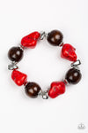 Paparazzi Accessories  -  Earth Goddess Necklace & Gorgeously Grounded Bracelet Red (Complete Set $10.00)