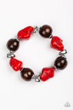 Paparazzi Accessories  -  Earth Goddess Necklace & Gorgeously Grounded Bracelet Red (Complete Set $10.00)