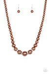 Party Pearls - Brown Necklace