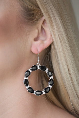 Ring Around The Rhinestones - Black Earring