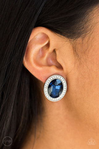 Paparazzi Accessories - Only FAME In Town - Blue Clip-On Earring