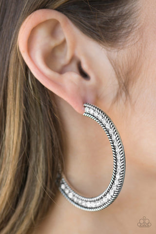 Paparazzi Accessories - HAUTE Mama - White Hoop Earring