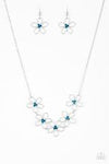 Paparazzi Accessories - Hoppin' Hibiscus & Hibiscus Hipster - Blue Rhinestone - Necklace & Bracelet (Sold as set)