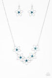 Paparazzi Accessories - Hoppin' Hibiscus & Hibiscus Hipster - Blue Rhinestone - Necklace & Bracelet (Sold as set)