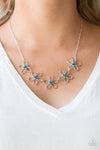 Paparazzi Accessories - Hoppin' Hibiscus & Hibiscus Hipster - Blue Rhinestone - Necklace & Bracelet (Sold as set)