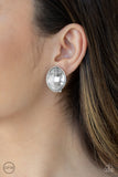 Paparazzi Accessories  -  Movie Star Sparkle - White Bling Clip-On Earring