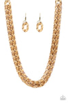 Paparazzi Accessories- It On Ice - Brass Necklace