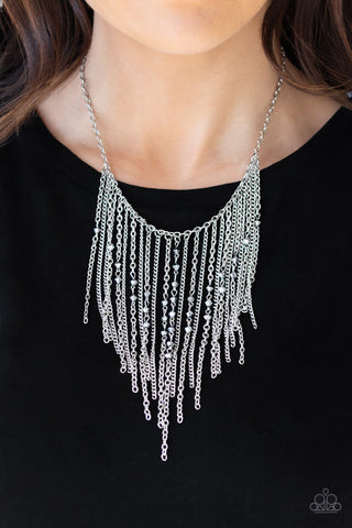 Paparazzi Accessories - First Class Fringe - Silver Necklace