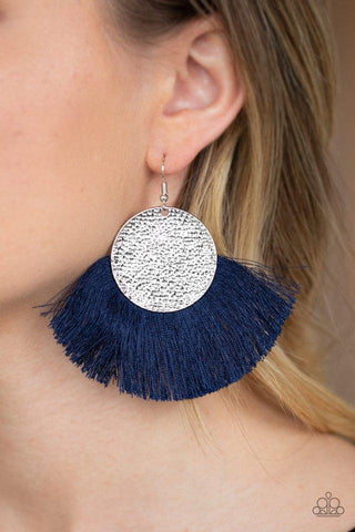 Paparazzi Accessories - Foxtrot Fringe - Blue Earring