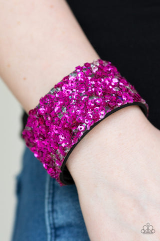 Paparazzi Accessories - Starry Sequins - Pink Bracelet