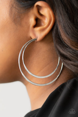 Paparazzi Accessories  -  Last HOOP-rah - Silver Hoop Earring