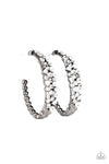 Paparazzi Accessories - A GLITZY Conscience - Black Bling Hoop Earring