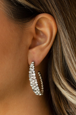 Paparazzi Accessories - A GLITZY Conscience - Black Bling Hoop Earring