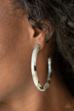 Paparazzi Accessories - HAUTE-Blooded - White  Hoop Earring