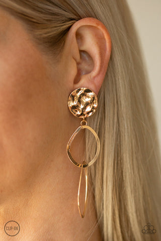 Paparazzi Accessories  -  Modern Reflections - Gold Clip-On Earring