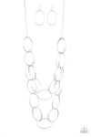 Paparazzi Accessories  -  Move On OVAL! - Silver Necklace