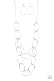 Paparazzi Accessories  -  Move On OVAL! - Silver Necklace