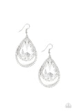 Paparazzi Accessories - Famous - White Bling Earring