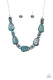 Paparazzi Accessories - Prehistoric Fashionista Necklace & Stone Age Envy - Blue Bracelet (Complete Set)