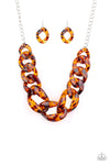 Paparazzi Accessories  - Red-HAUTE Mama - Brown Necklace