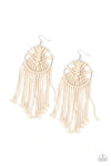 Paparazzi Accessories - MACRAME, Myself, and I - White Earring