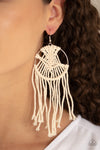 Paparazzi Accessories - MACRAME, Myself, and I - White Earring